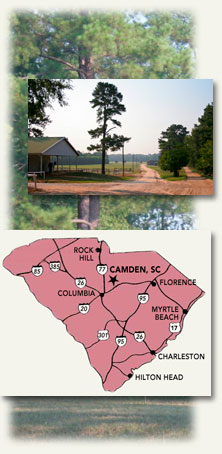 Map of South Carolina showing Camden Training Center location